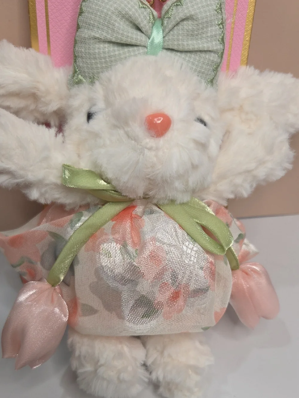 💕▪️Piper K ▪️Floral Bunny Plush Keychain with Mint Bow